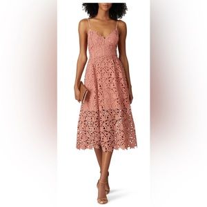 ASTR the Label Lace A Line Midi Dress Dark Pink Crepe Size Small NEW